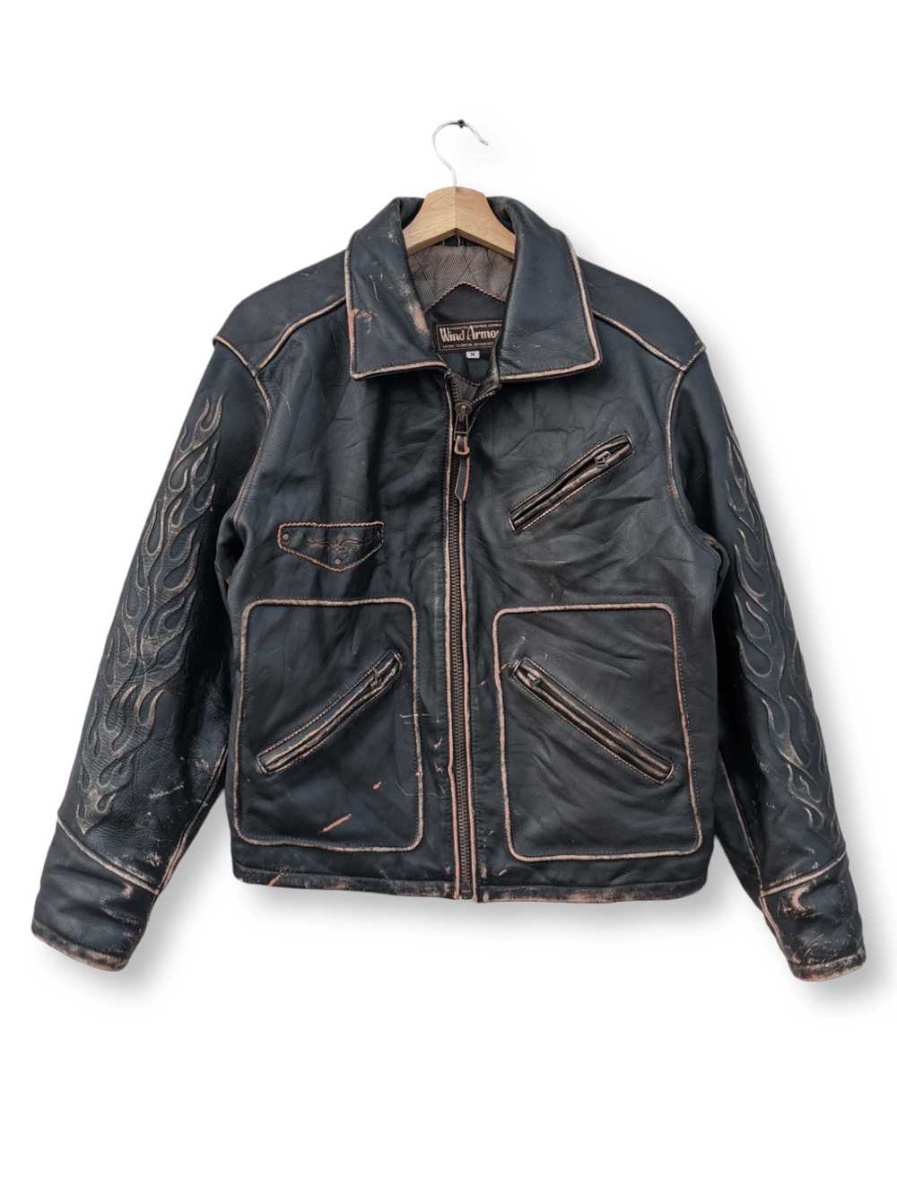 Designer × Genuine Leather × Leather Jacket Wind … - image 1