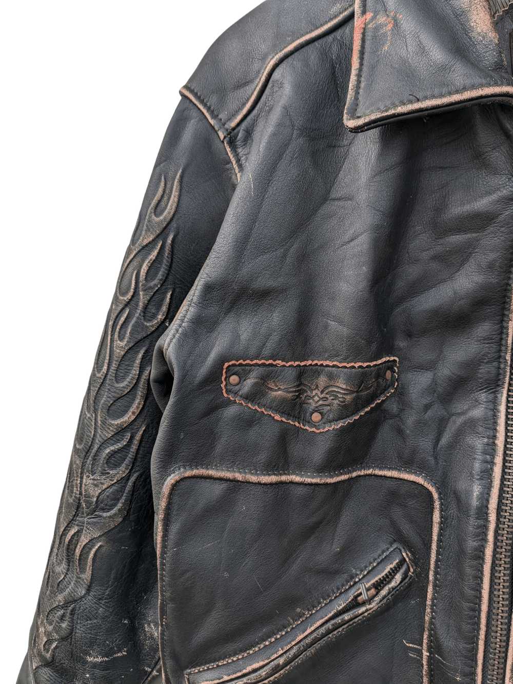 Designer × Genuine Leather × Leather Jacket Wind … - image 5