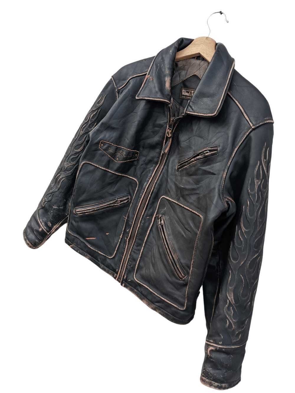 Designer × Genuine Leather × Leather Jacket Wind … - image 7