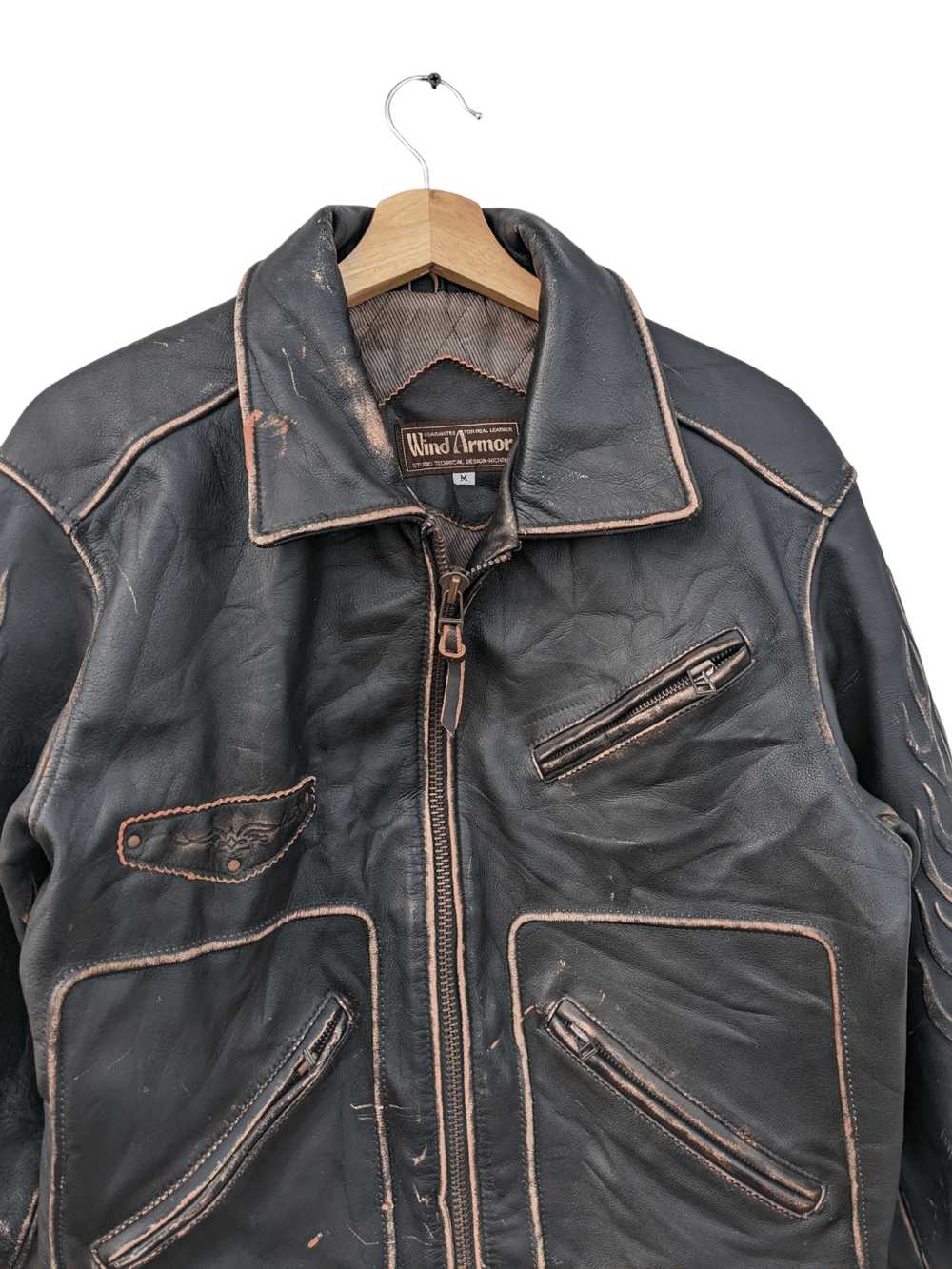 Designer × Genuine Leather × Leather Jacket Wind … - image 8