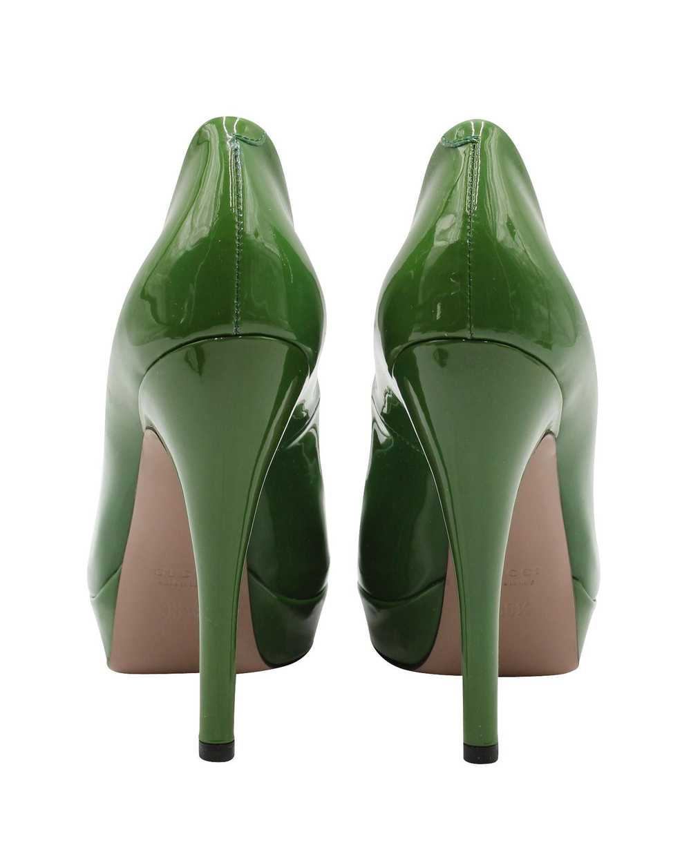Gucci Green Patent Leather Peep-Toe High Heel Pum… - image 3