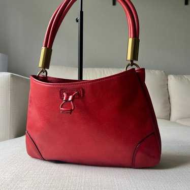 GUCCI RED BRAIDED SHOULDER BAG