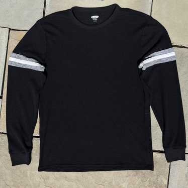 Old Navy Black Waffle Knit Thermal w/ Cut and Sew… - image 1