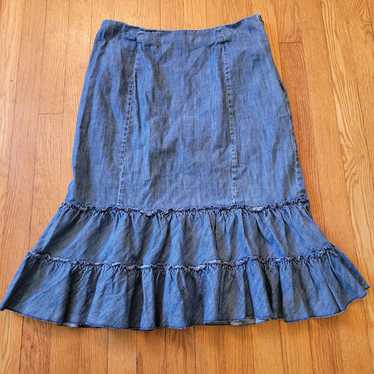 Vintage Chadwicks 12 Tiered Full A Line Blue Jean… - image 1