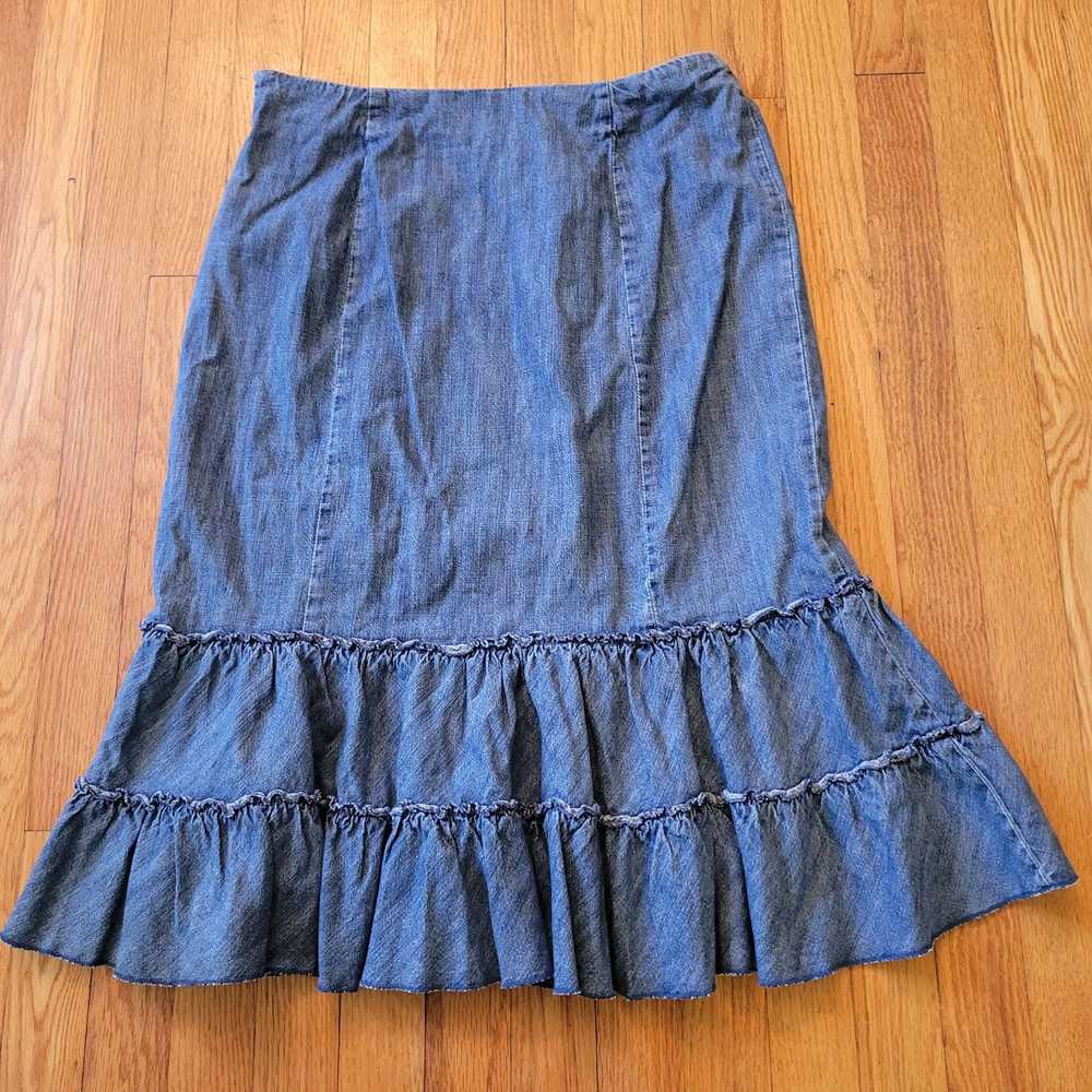 Vintage Chadwicks 12 Tiered Full A Line Blue Jean… - image 2