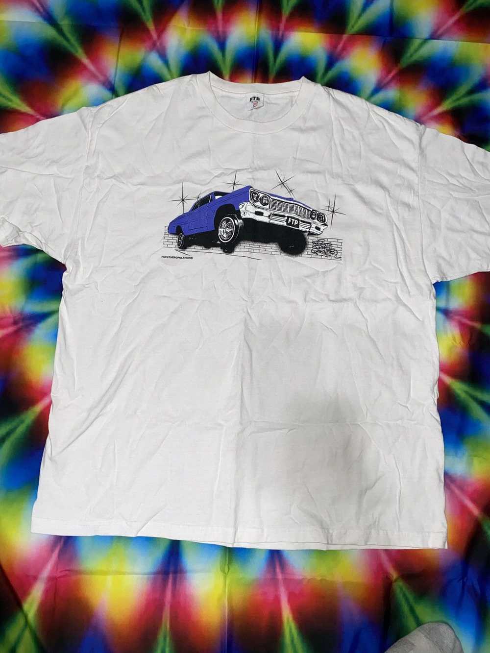 Fuck The Population FTP Low Rider Car T-Shirt Whi… - image 1