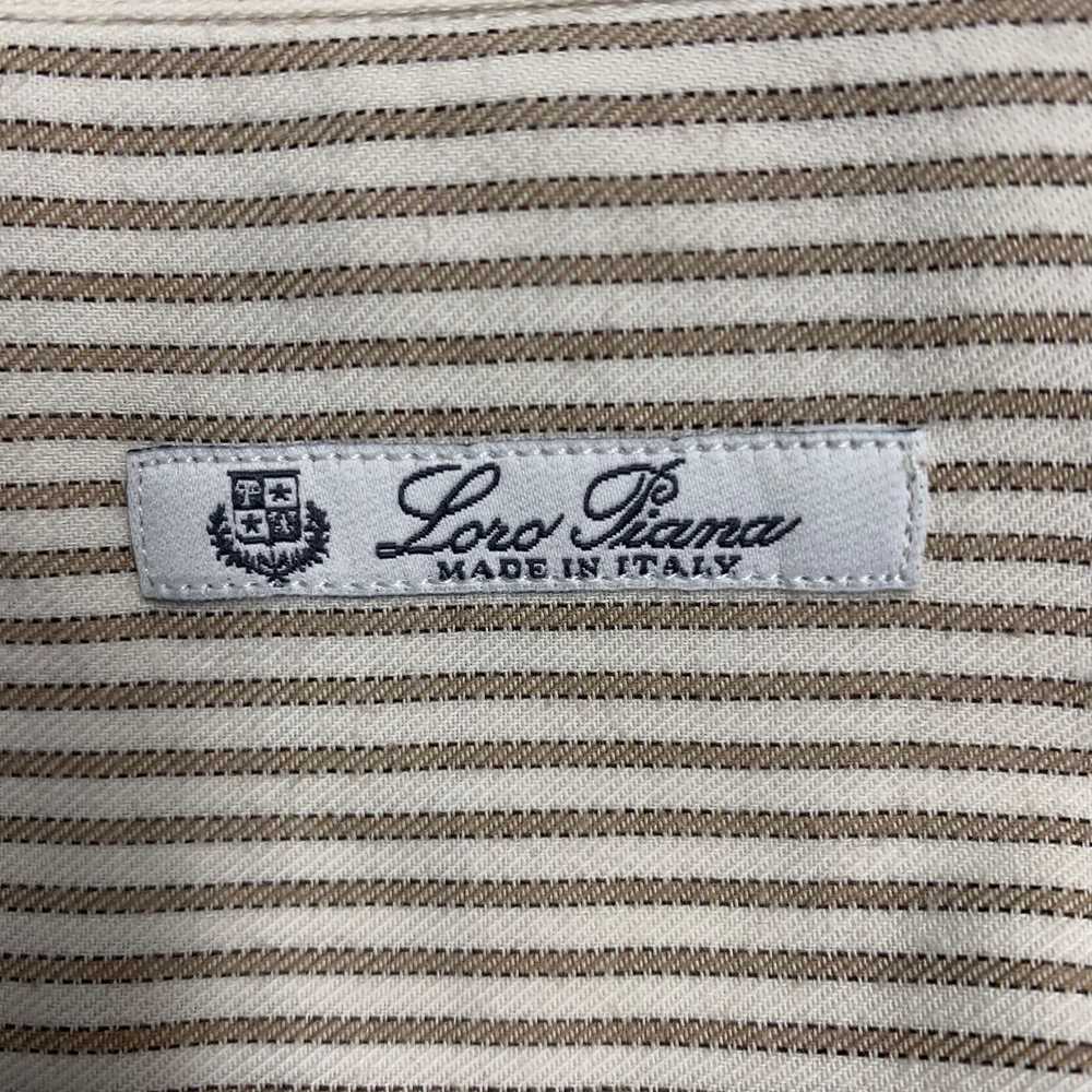 Loro Piana Tan White Stripe Cotton Button Down Lo… - image 5