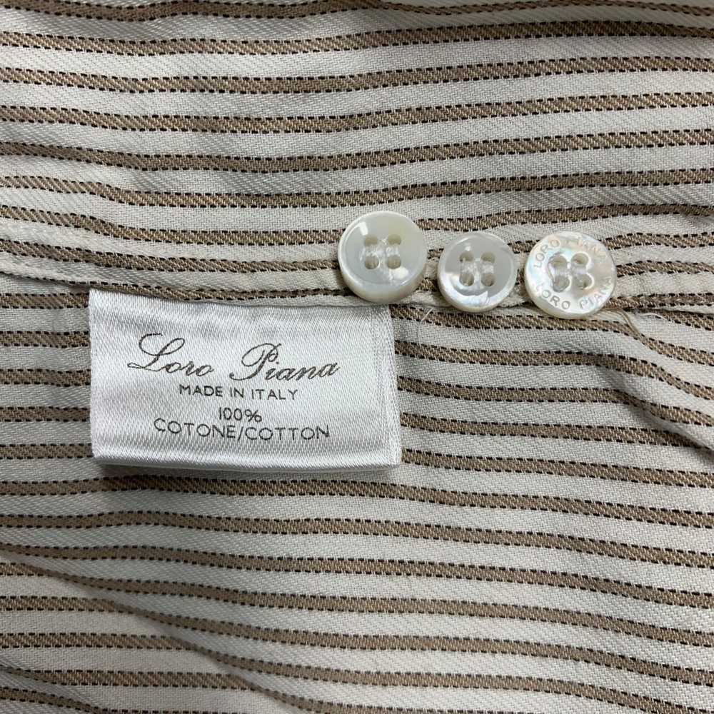 Loro Piana Tan White Stripe Cotton Button Down Lo… - image 6