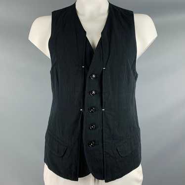 Klasica Black Linen Blend Single Breasted Vest