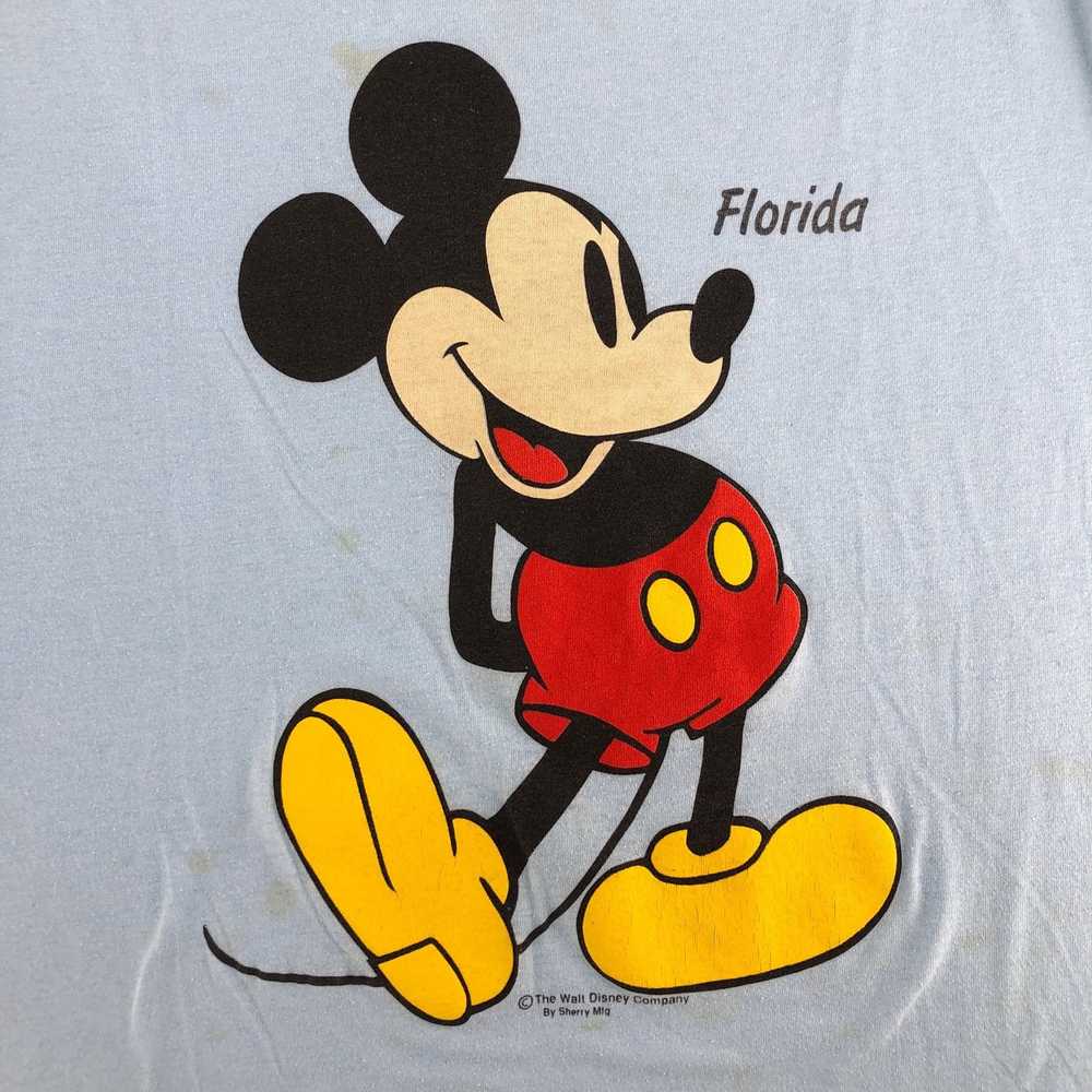 Vintage 80s Mickey Mouse Florida light blue tshir… - image 3