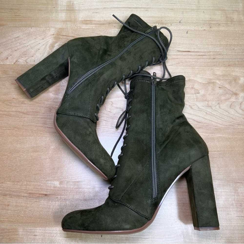 Steve Madden Boots Elley green laced healed size … - image 2