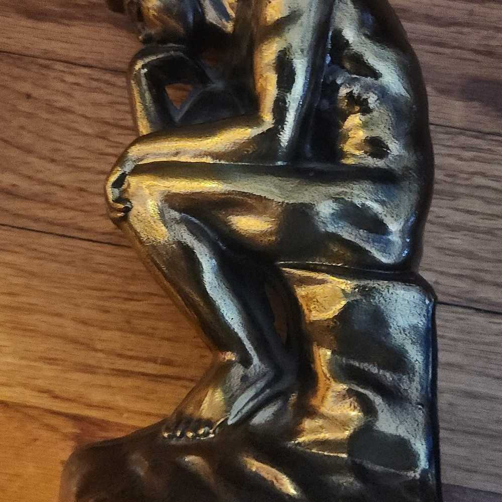 Vintage 1928 Thinking Man “The Thinker” Brass 7” … - image 1