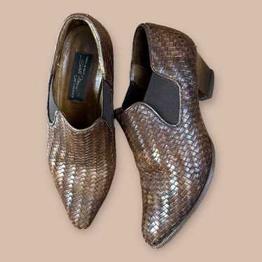 Sesto Meucci Italian Leather Woven Booties Size 5.