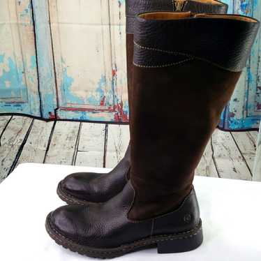 Born W6264 Brown Leather Side Zip Tall Riding Boot