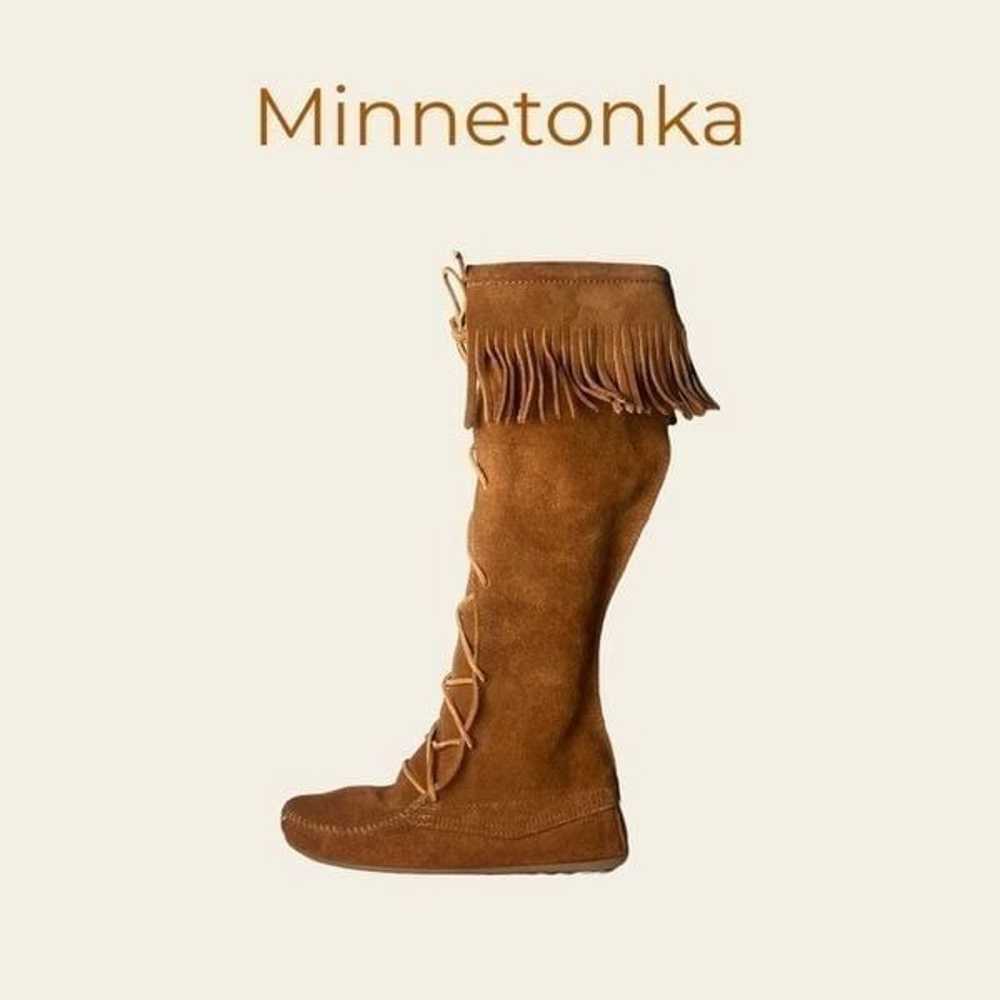 Minnetonka Front Lace Knee High Boot Size 8 - image 1