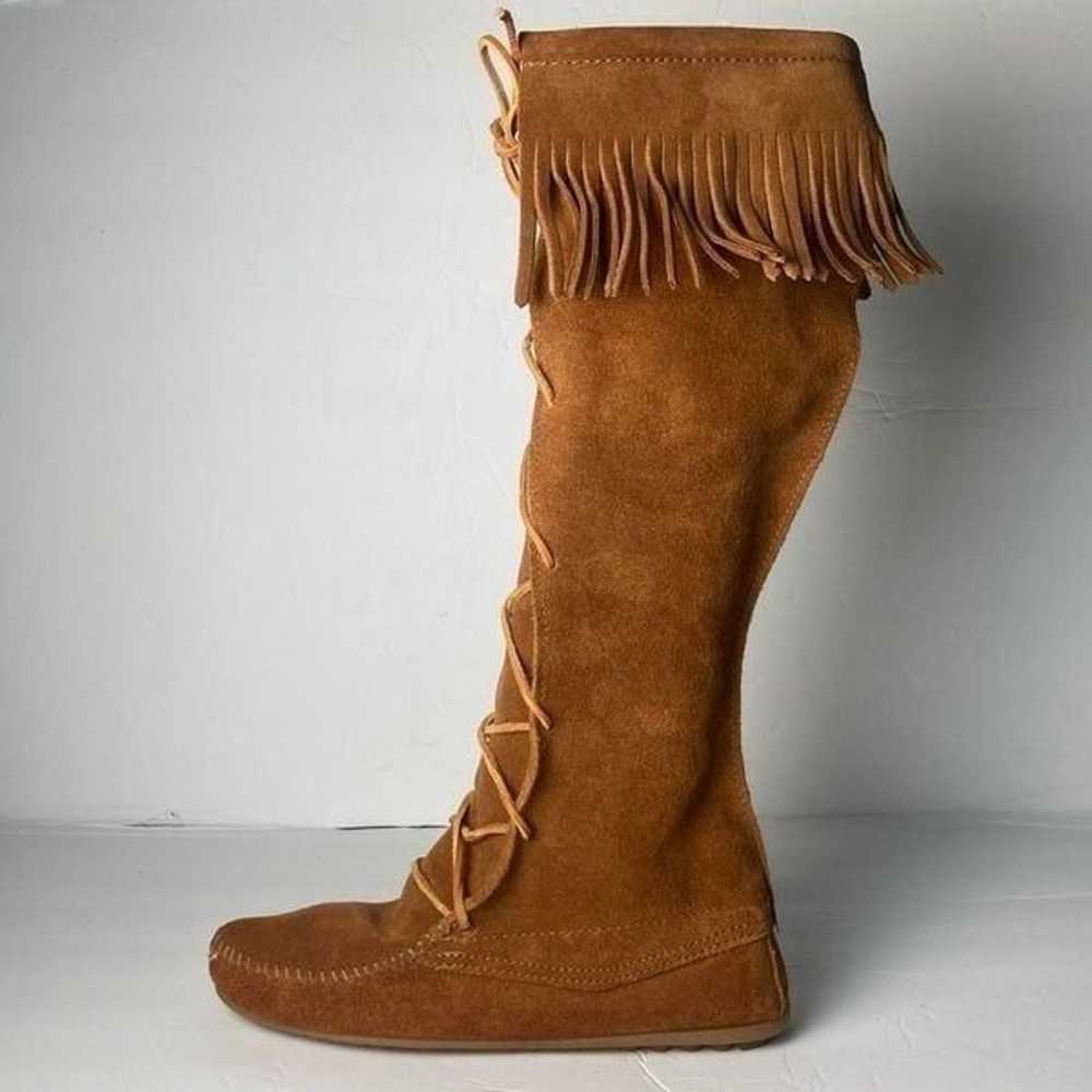 Minnetonka Front Lace Knee High Boot Size 8 - image 3