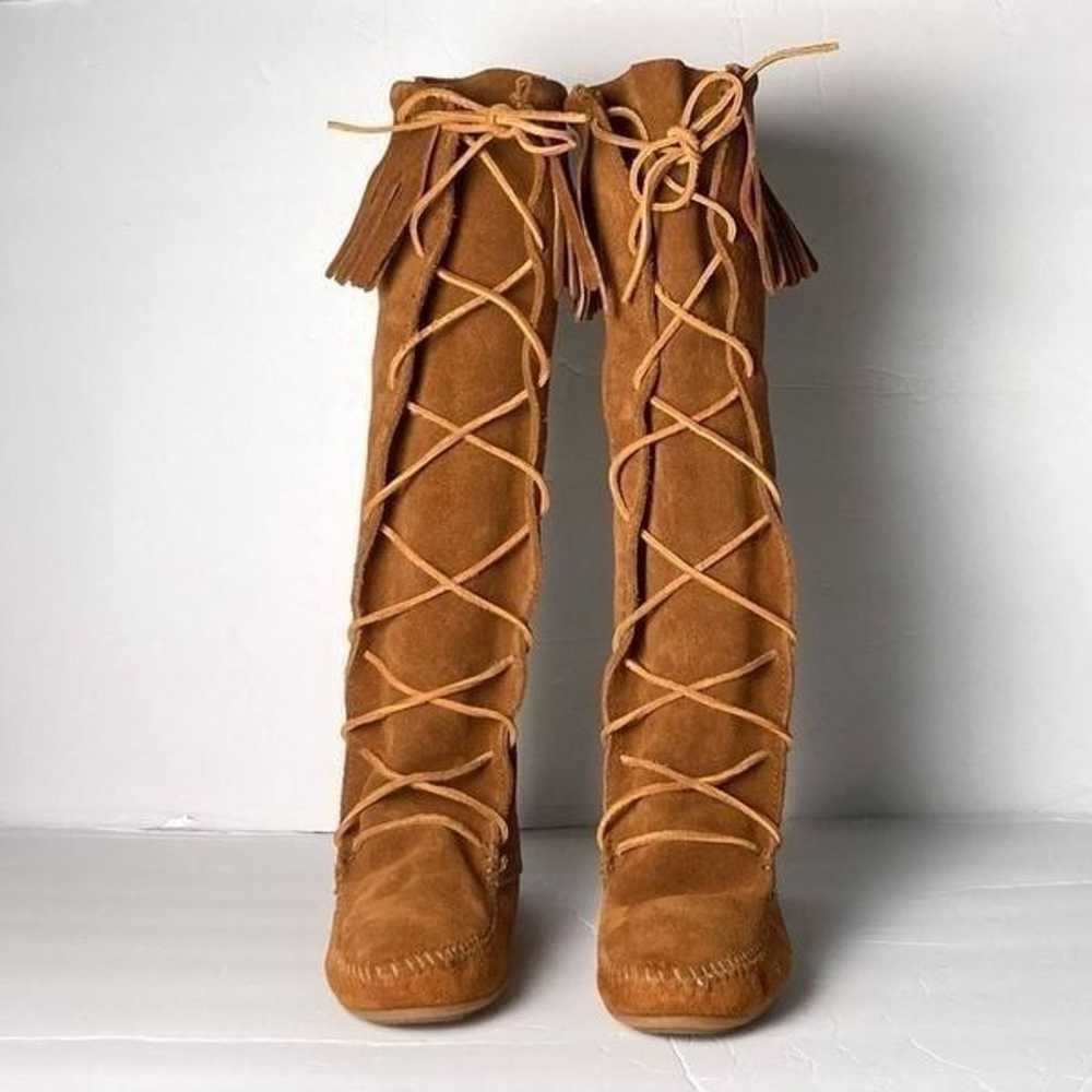 Minnetonka Front Lace Knee High Boot Size 8 - image 4
