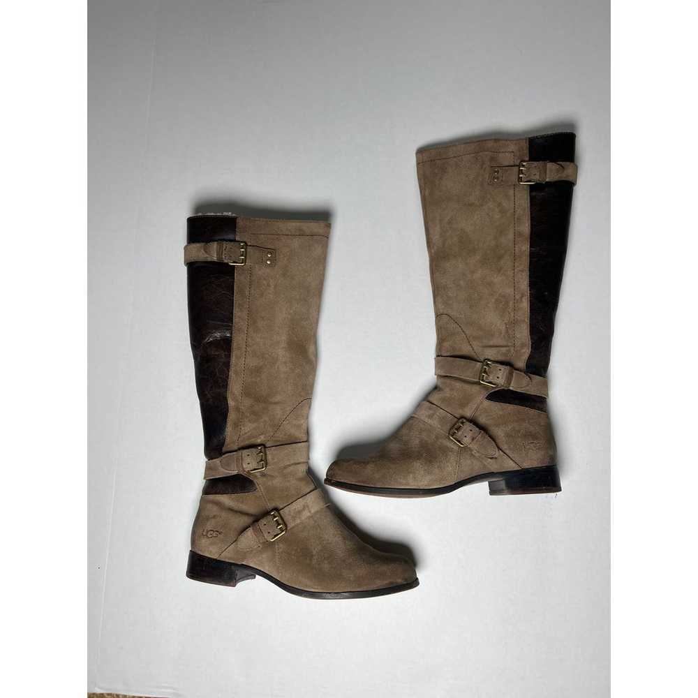 UGG Cyndee Riding Boots Suede and Leather Brown a… - image 1
