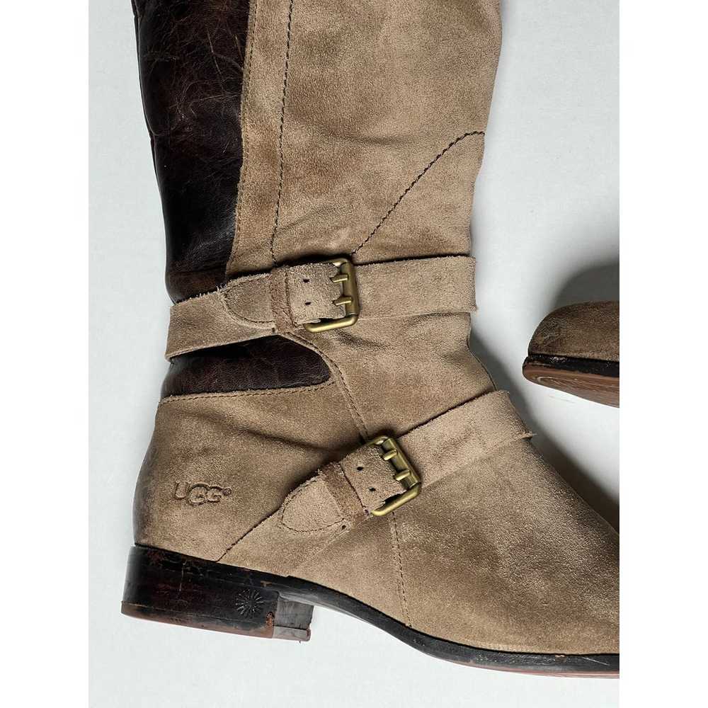 UGG Cyndee Riding Boots Suede and Leather Brown a… - image 6
