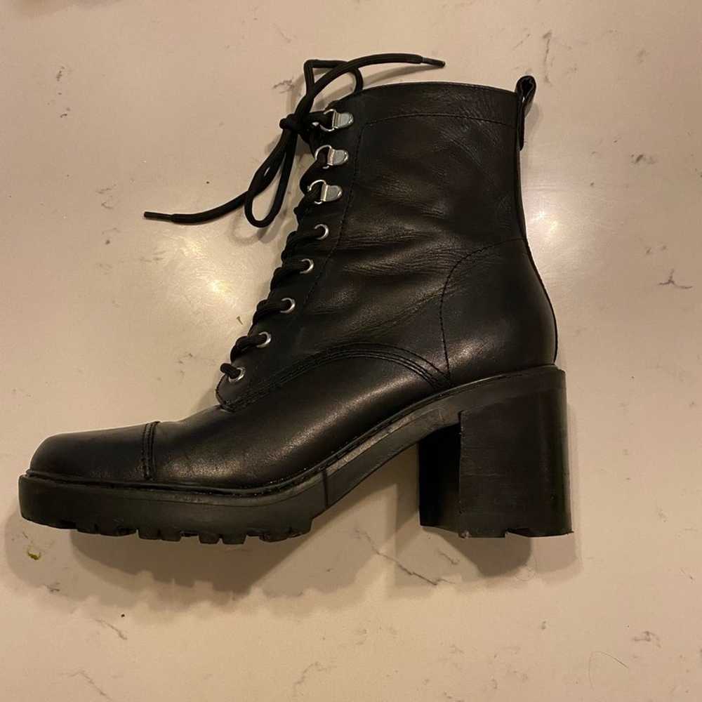 Marc Fisher Genuine Leather Black LaceUp Boots 7.5 - image 2