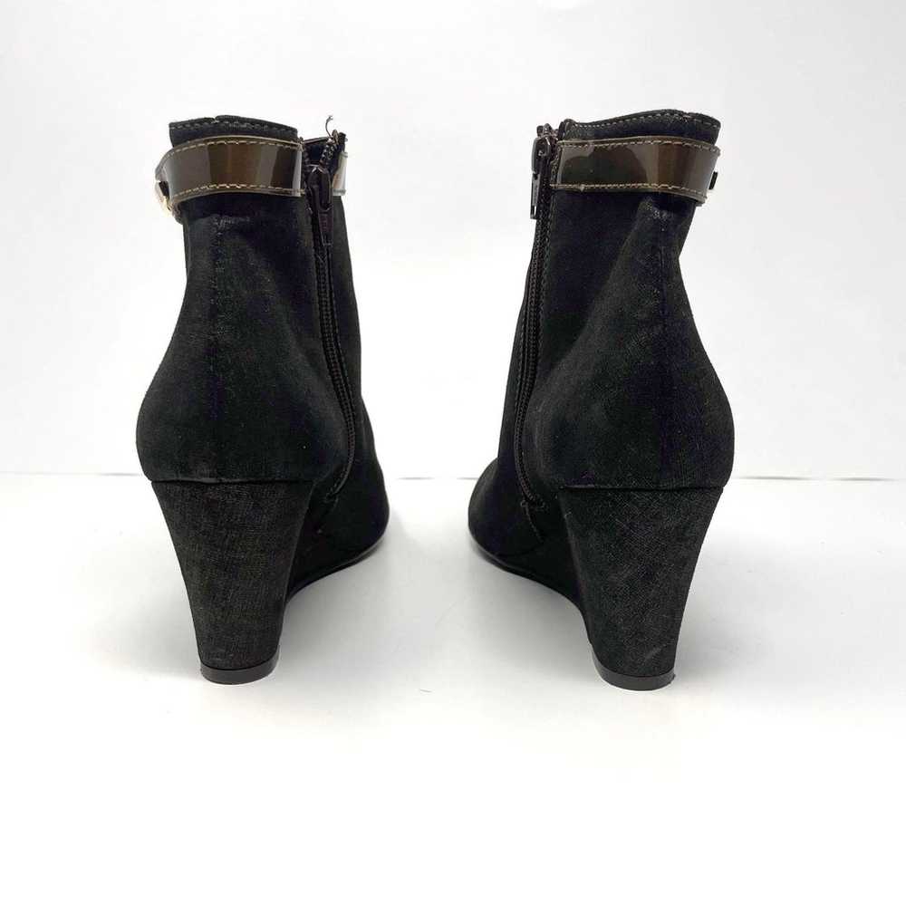 AGL Brown Gold Leather Wedge Ankle Bootie - image 3