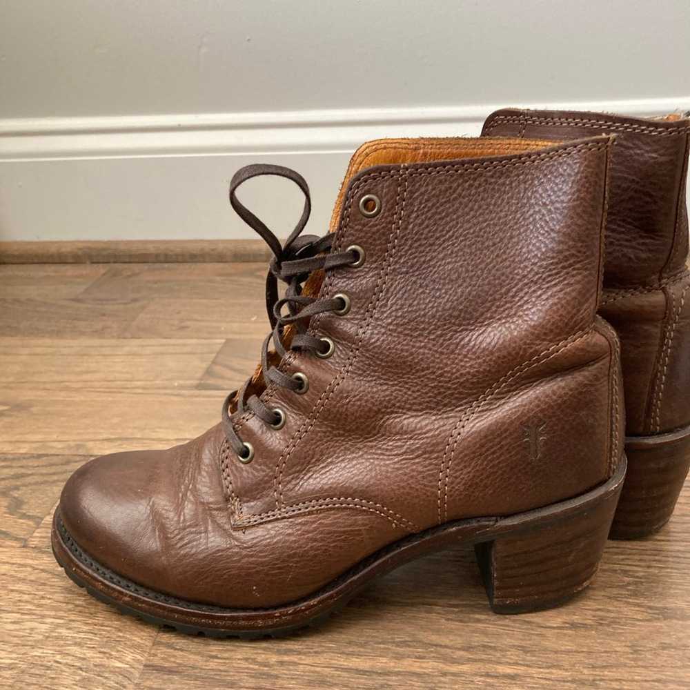 Frye Sabrina 6G Brown Lace Up Leather Boot Size 7… - image 8