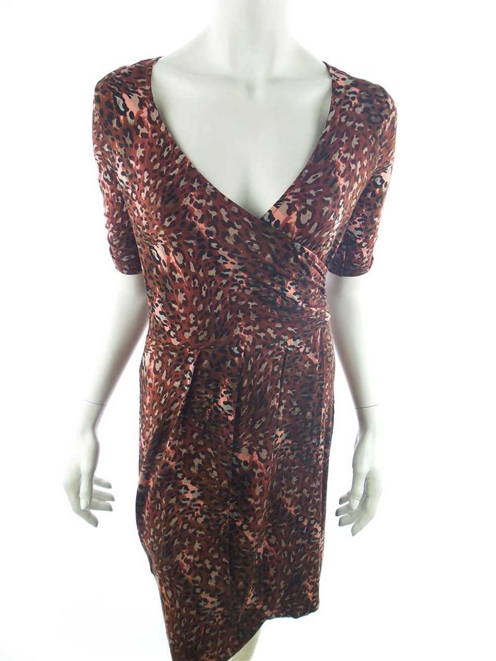 Next  Size 8 Brown Knee-Length Wrap Dress Viscose… - image 1