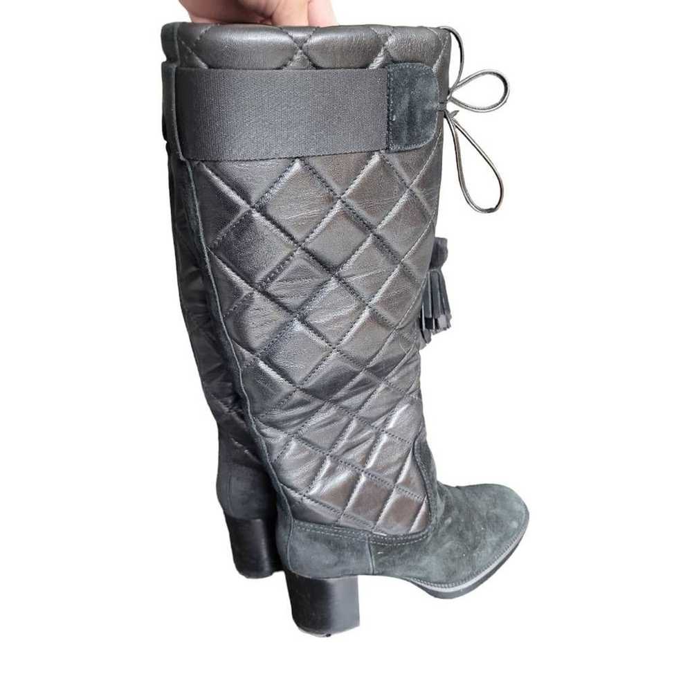 Aquatalia Womens Ileana Boots Black Leather Heel … - image 4