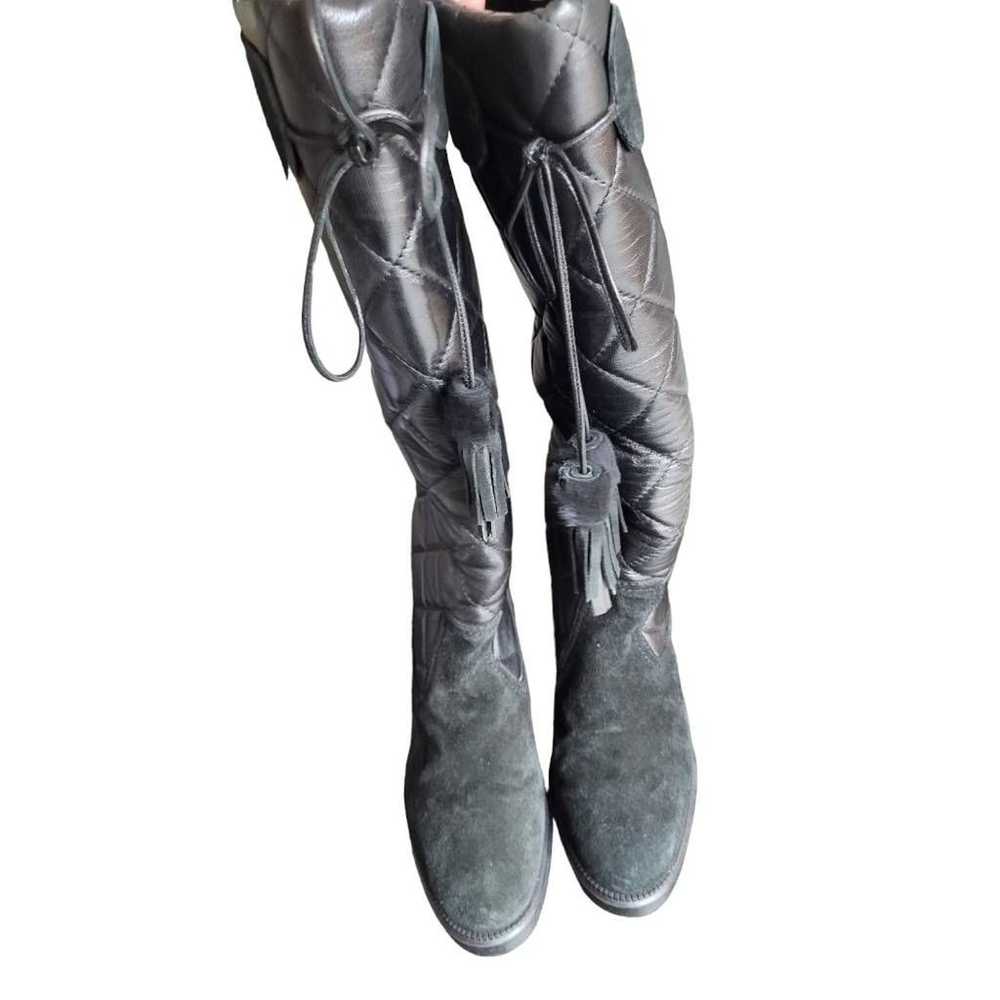 Aquatalia Womens Ileana Boots Black Leather Heel … - image 5