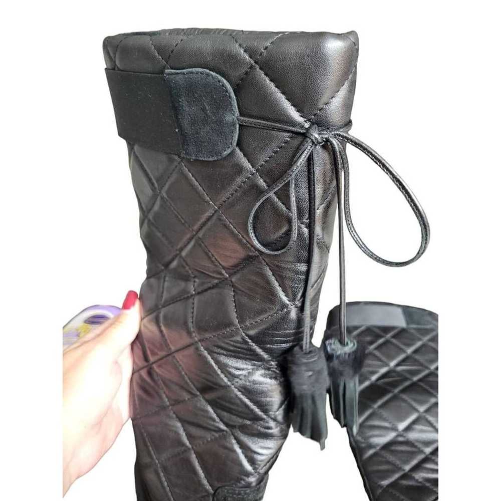 Aquatalia Womens Ileana Boots Black Leather Heel … - image 6
