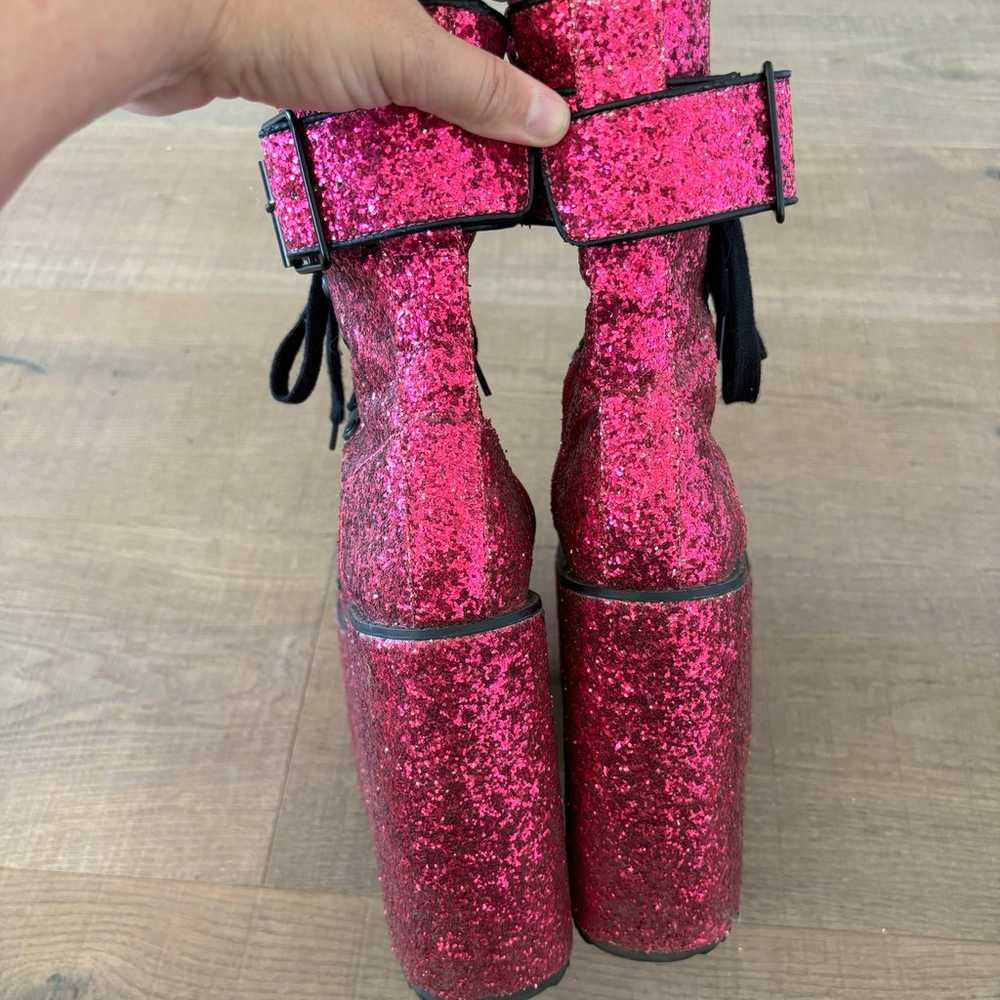 club exx dolls kill traitor glitter lace up pink … - image 6