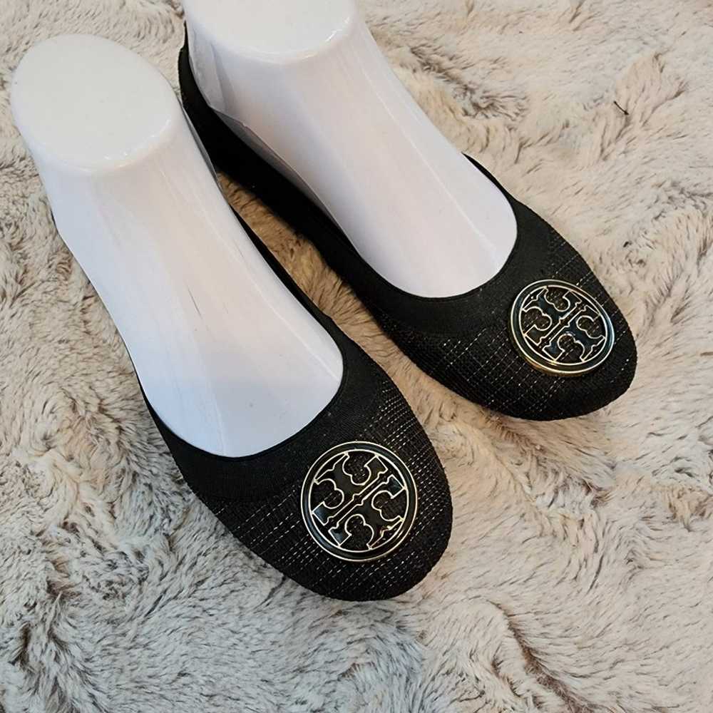 TORY BURCH BLACK/SILVER BALLET SLIP ON SHOES SIZE… - image 3