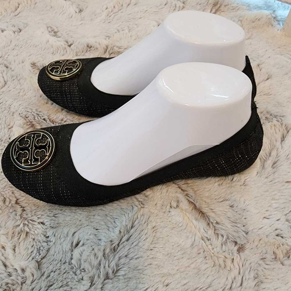 TORY BURCH BLACK/SILVER BALLET SLIP ON SHOES SIZE… - image 4