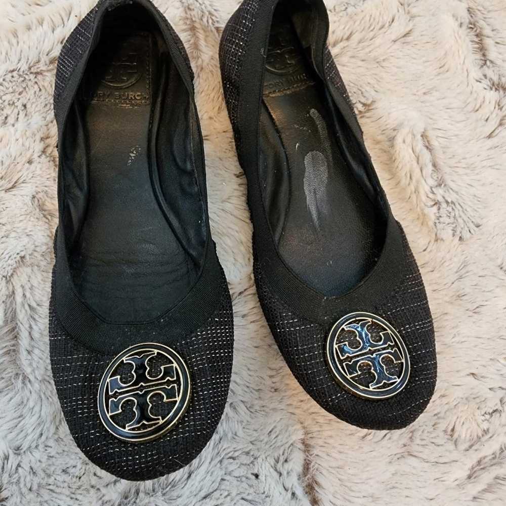 TORY BURCH BLACK/SILVER BALLET SLIP ON SHOES SIZE… - image 9