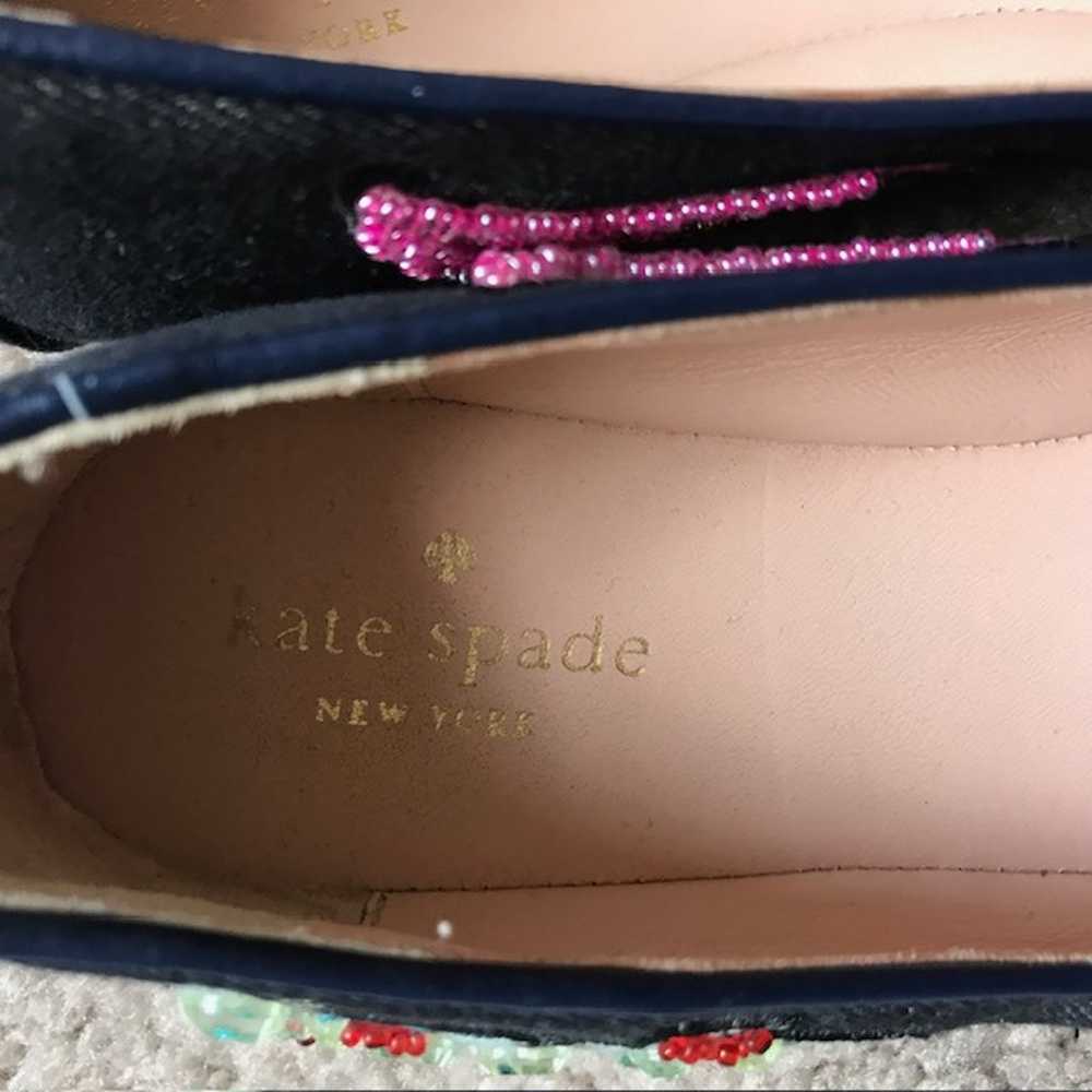 Kate Spade Slip On Black Flats Beaded Denim Savil… - image 8