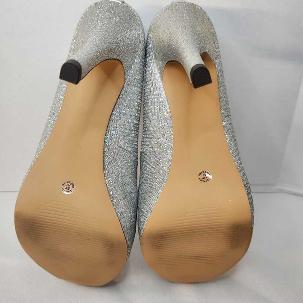 Silver Sequins Glitter 5" Silletto Heels Open Toe… - image 12