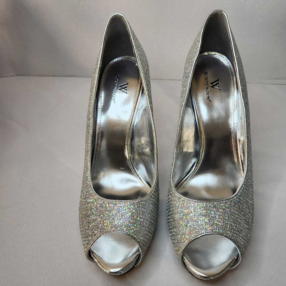 Silver Sequins Glitter 5" Silletto Heels Open Toe… - image 2