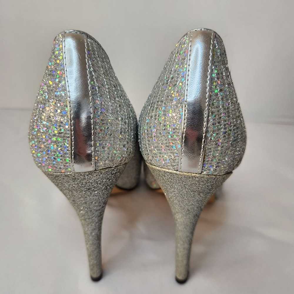 Silver Sequins Glitter 5" Silletto Heels Open Toe… - image 4