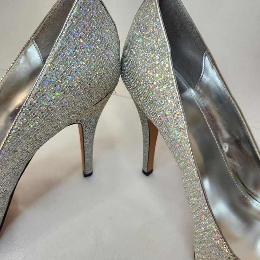 Silver Sequins Glitter 5" Silletto Heels Open Toe… - image 6