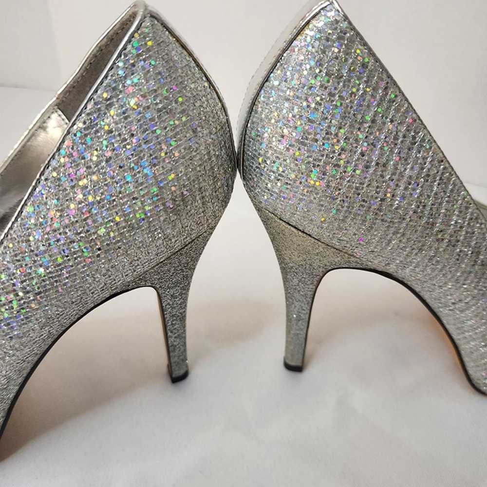 Silver Sequins Glitter 5" Silletto Heels Open Toe… - image 7