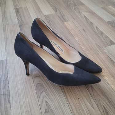 Manolo Blahnik Shoes Black Suede Fabric Pointy To… - image 1