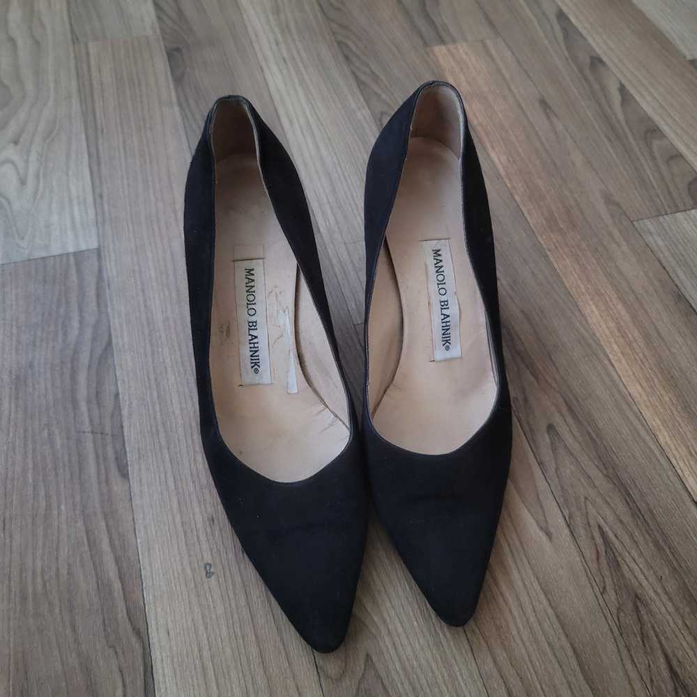 Manolo Blahnik Shoes Black Suede Fabric Pointy To… - image 2