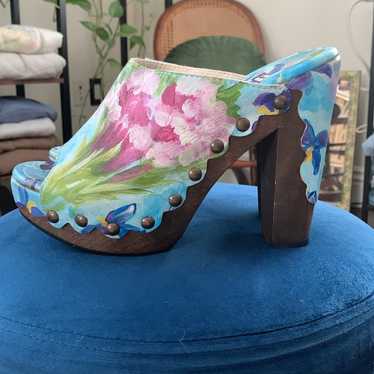 Stuart Weitzman Upcycled Hand Painted Floral Slip 