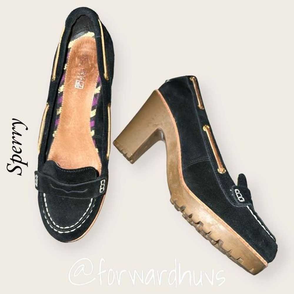 Sperry Darlington Black Suede 4” Block Heel Shoes… - image 3