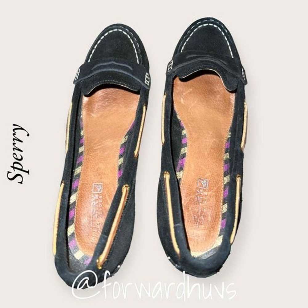 Sperry Darlington Black Suede 4” Block Heel Shoes… - image 5
