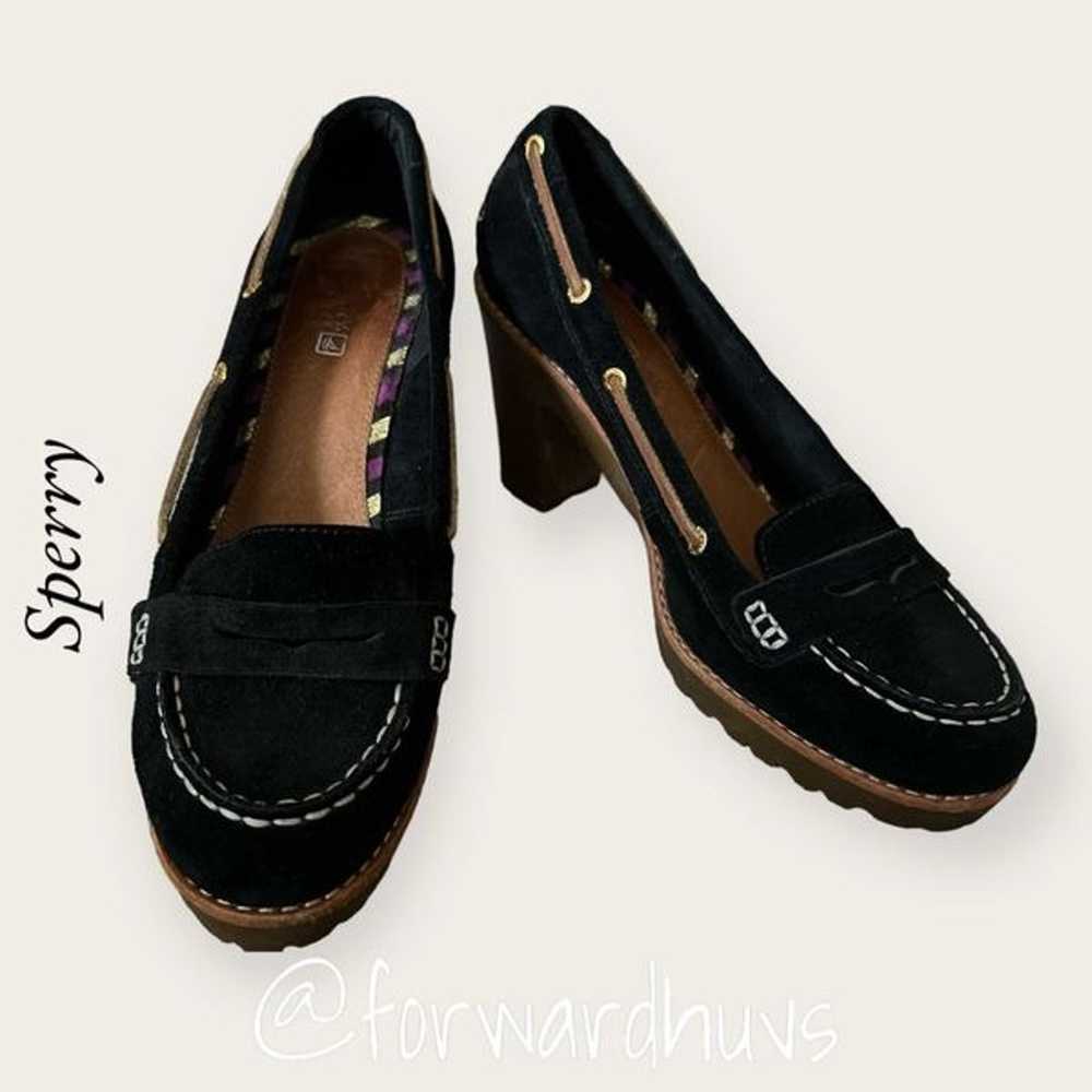 Sperry Darlington Black Suede 4” Block Heel Shoes… - image 6