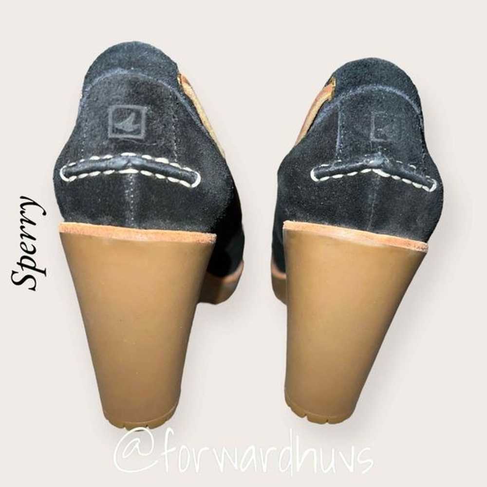 Sperry Darlington Black Suede 4” Block Heel Shoes… - image 7