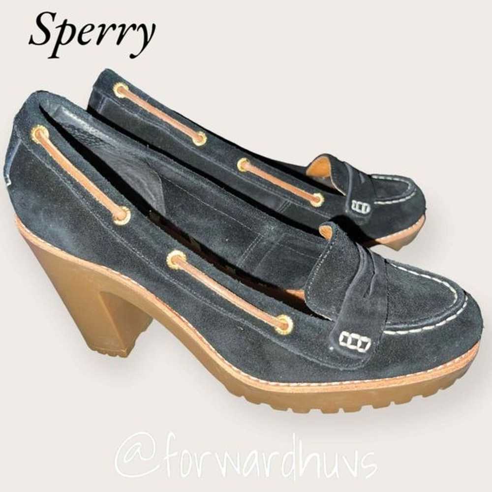 Sperry Darlington Black Suede 4” Block Heel Shoes… - image 9