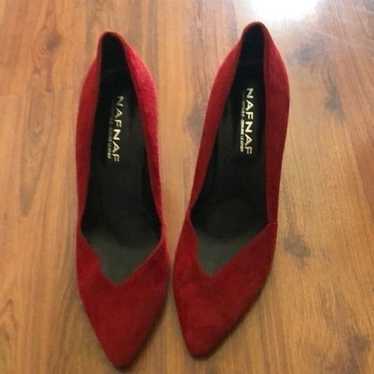 Vintage Red suede French brand Naff Naff pumps si… - image 1