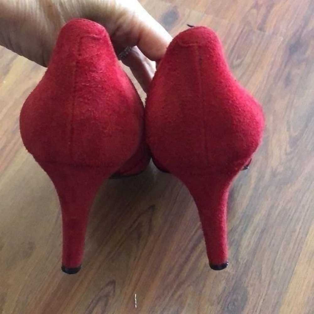 Vintage Red suede French brand Naff Naff pumps si… - image 5